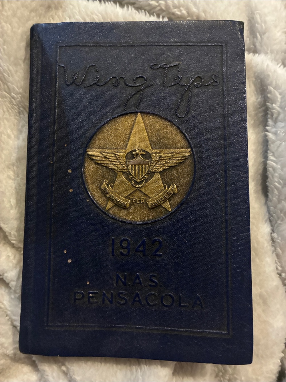 Wing Tips 1942 NAS Pensacola Hardcover in Navy Blue with Gold Emblem